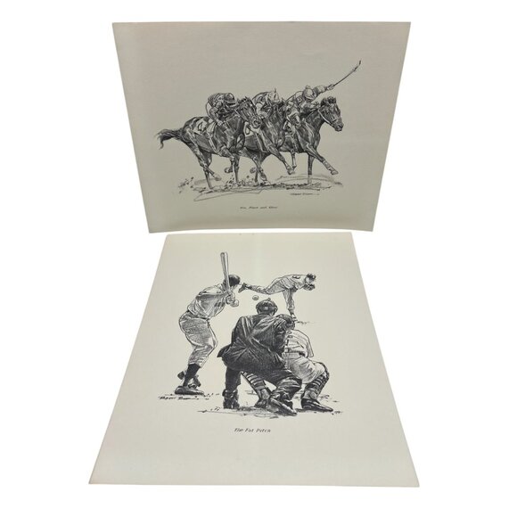 Robert Riger Other - 1960s Robert Riger Great Moments In Sport Prints Pair Baseball Horses